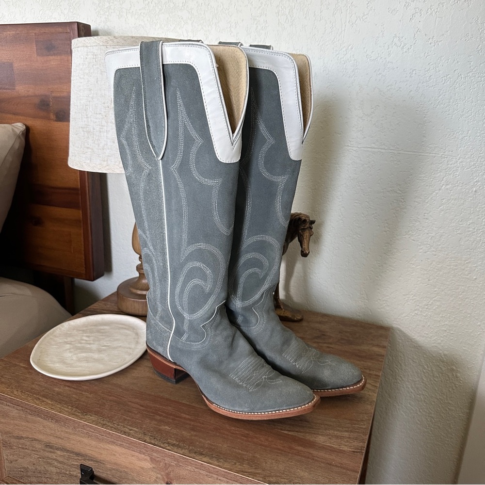 Gray Suede Tall Western Boots - Women's